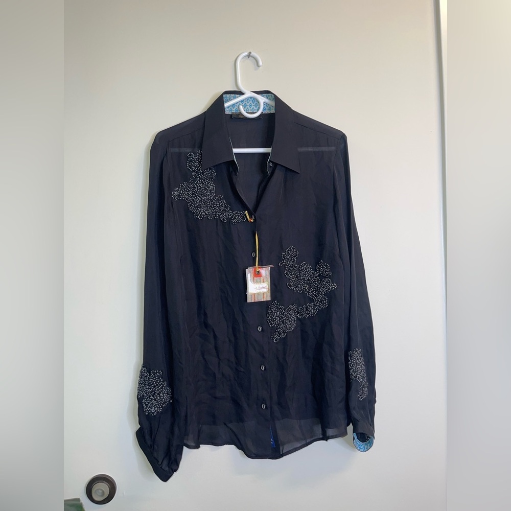Robert Graham Black Embellished Casual Shirt